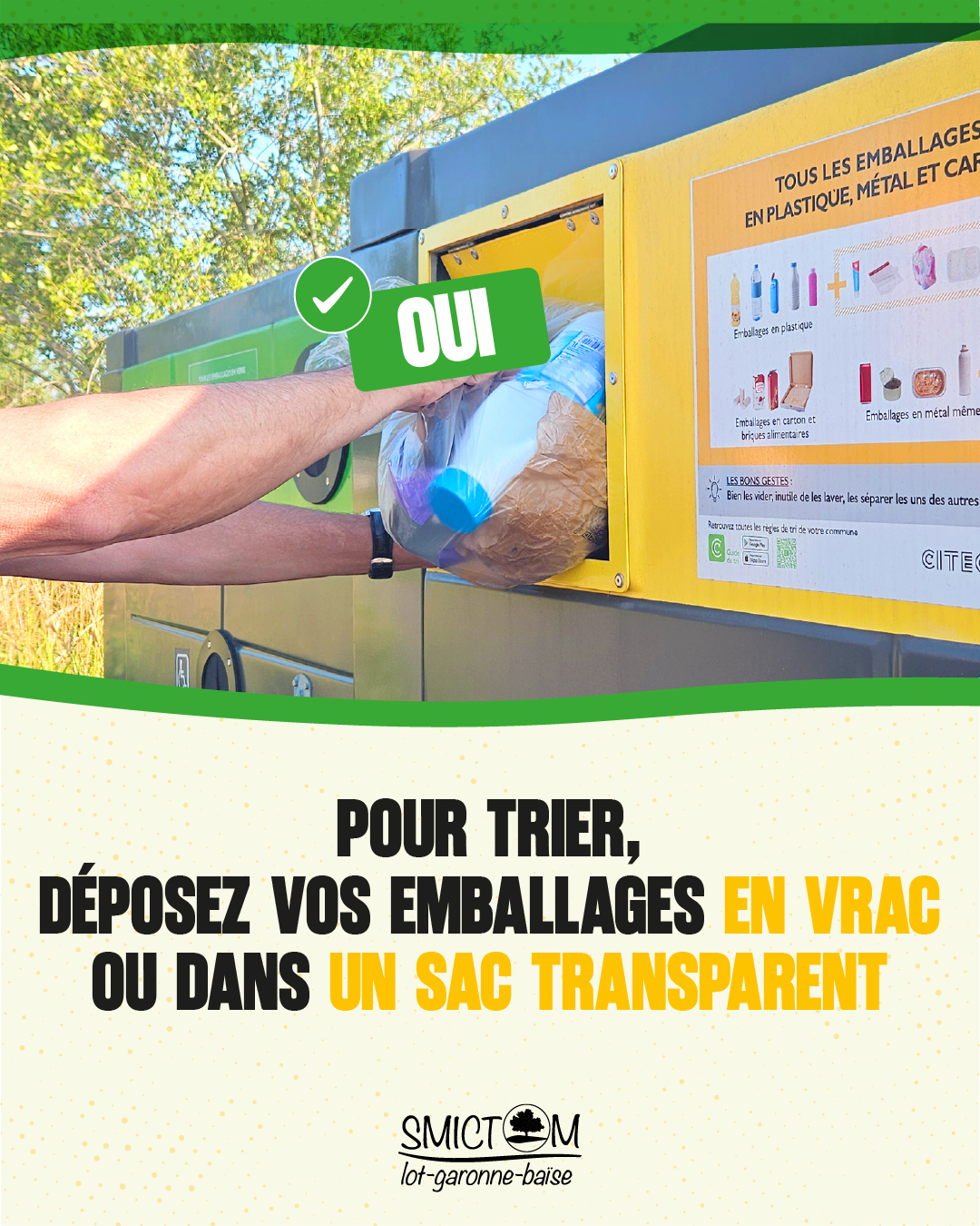 Erreur tri Sacs dans bac jaune OUI
