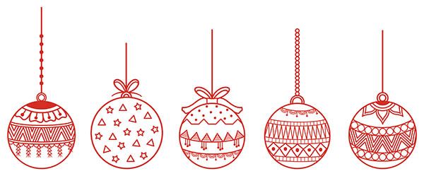 Boules Noel dessin rouge